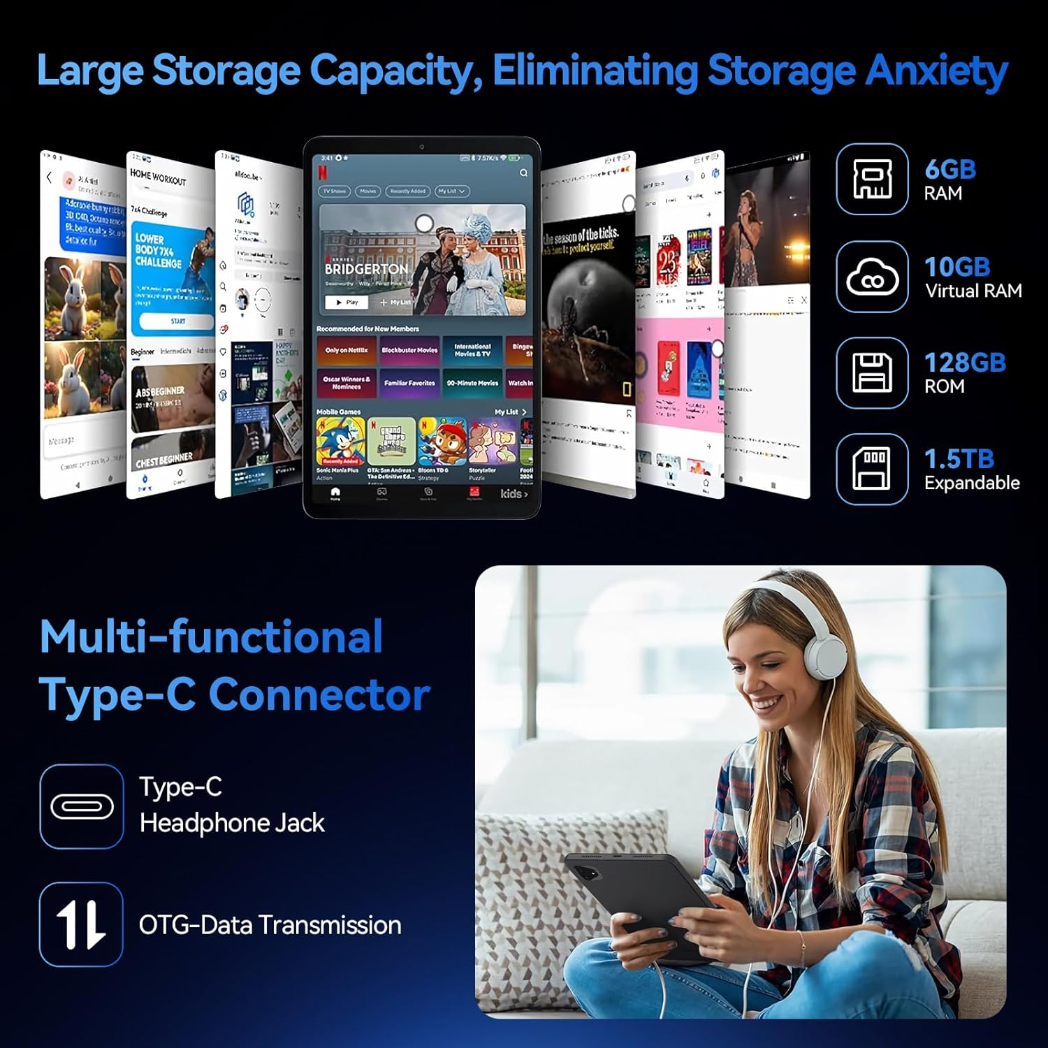 ALLDOCUBE Iplay 60 Pro 11 Inch Tablet, 90Hz Reflex 1920X1200 FHD Android 14 Tablet, 16GB(6+10)RAM+128GB+1.5TB Expand, Mediatek Helio G99 Octa-Core, Widevine L1, 7000Mah, Quad Speaker, 4G/Wifi5, PD 18W image number 5