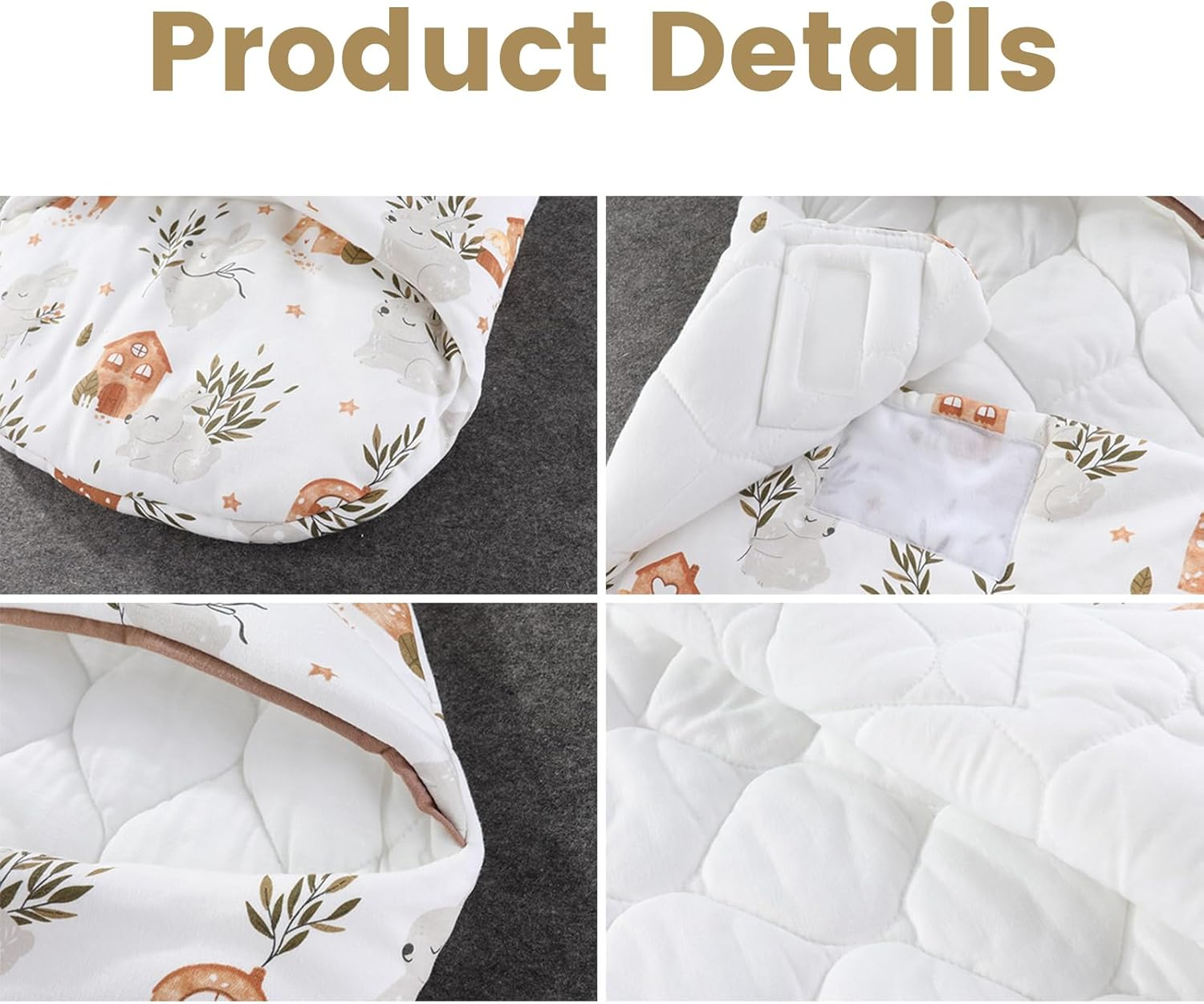 Baby Hooded Swaddle, Soft Baby Swaddle Wrap, Sleeping Sack for Newborn, 100% Breathable Cotton Baby Wrap Blanket for Boys and Girls, Sleep Bag for 0-6 Months image number 4