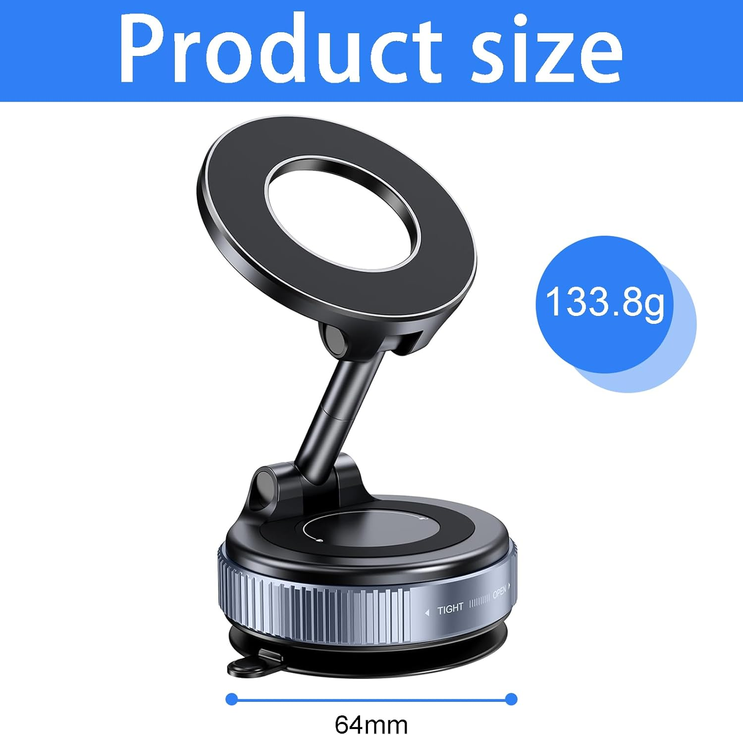 Zvorgath Magnetic Car Phone Holder Stand with Strong Suction - Upgraded 360&deg; Swivel Lock Vacuum Magnetic Phone Holder Compatible with Iphone/Android for Car/Gym/Mirror