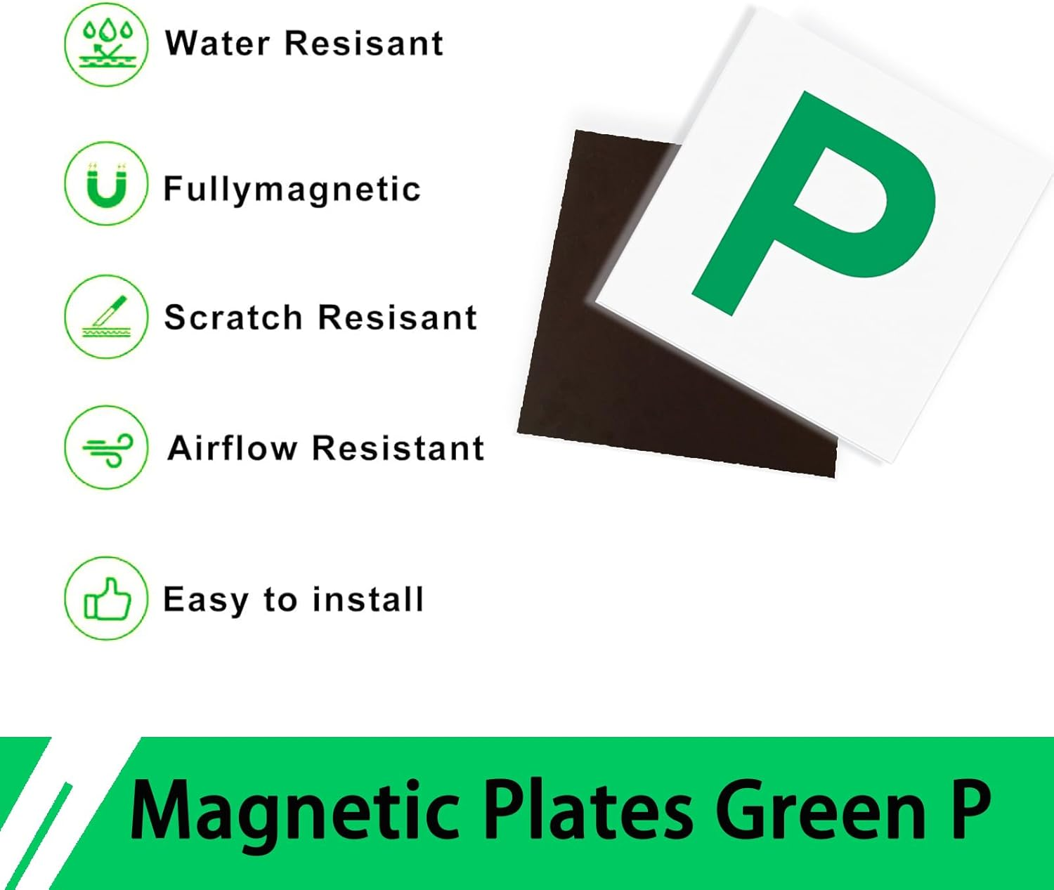 Magnetic Learner Driver Plates, 2 Pack Fully Magnetic Car Green P Plates， Learning Learner Driver Magnetic Plates Green P