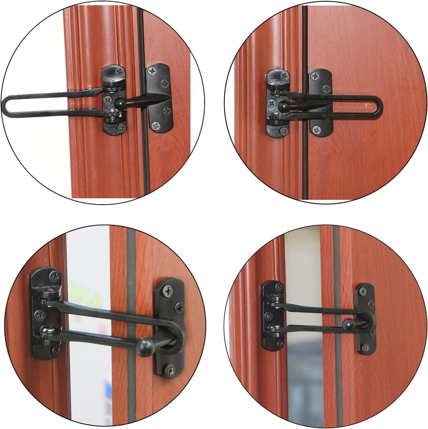 SAISN Door Reinforcement Lock Latch Swing Bar Lock for Home Security Front Door Locks for Kids Thicken Solid Aluminium Alloy (Black, 2 Pack) - Bronze image number 3