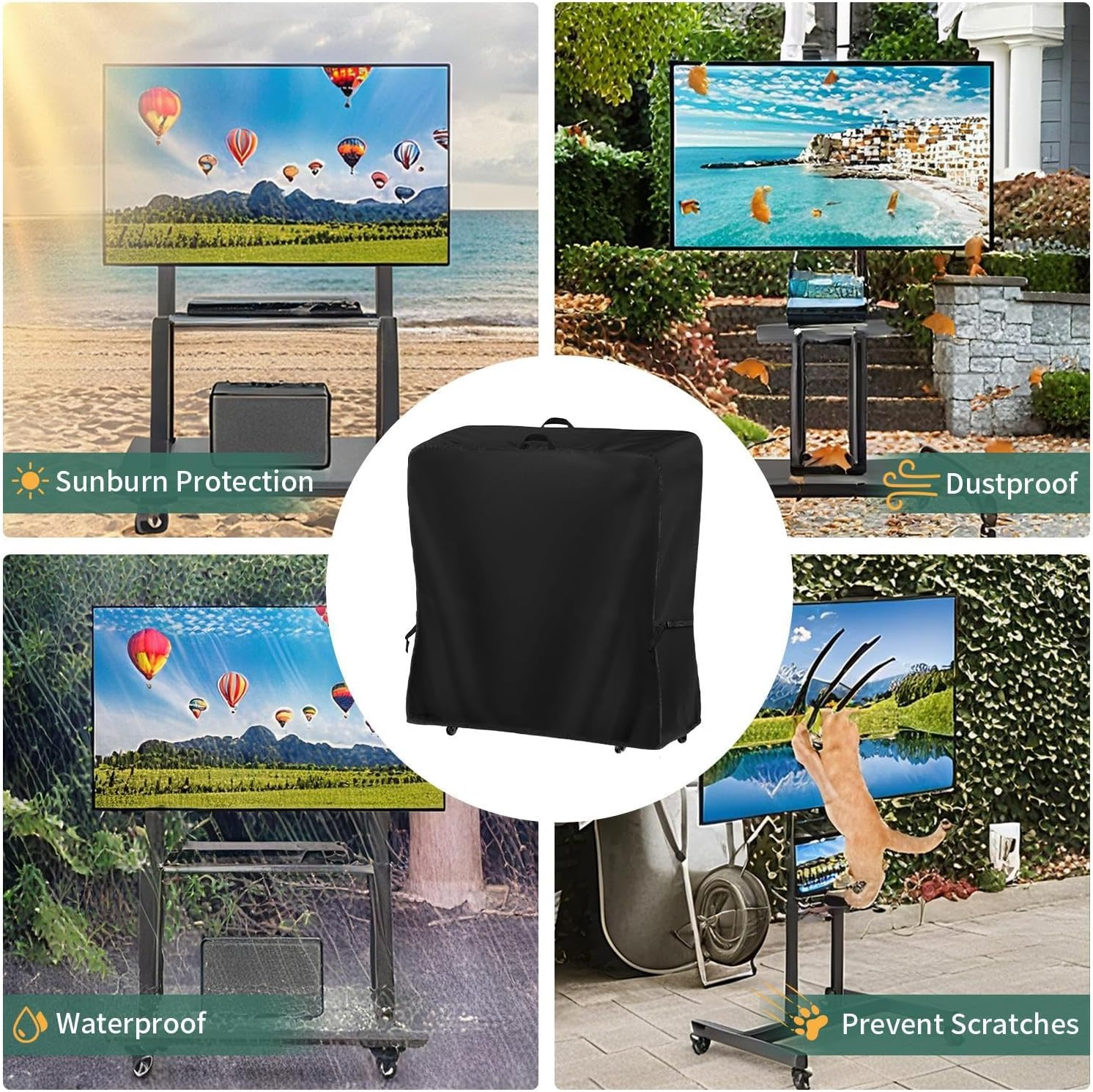 Yulokdwi Outdoor TV Stand Cover,Dust-Proof TV Screen Protection Cover | Weatherproof Dustproof Television Screen Protectors for Garden Lawn Yard Patio Backyard image number 5