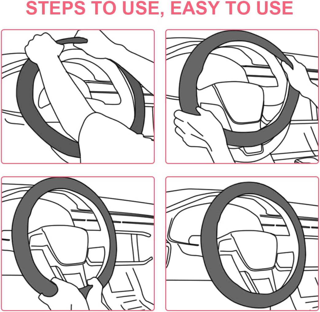Luliyldj Pink Steering Wheel Cover, Steering Wheel Cover, Pink Car Accessories, Pink