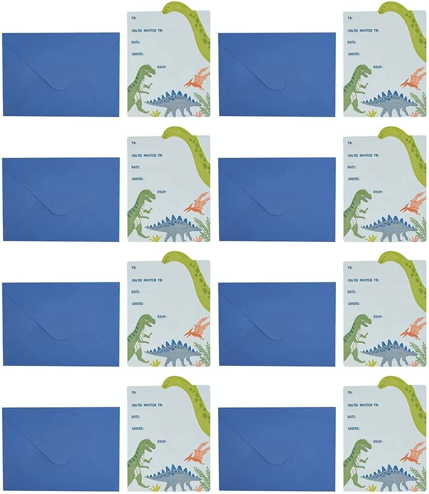VINSLOW Dinosaur Party Invites Pack of 8, Fill in Style, Birthday Party Invitations with Envelopes for Kids. image number 3