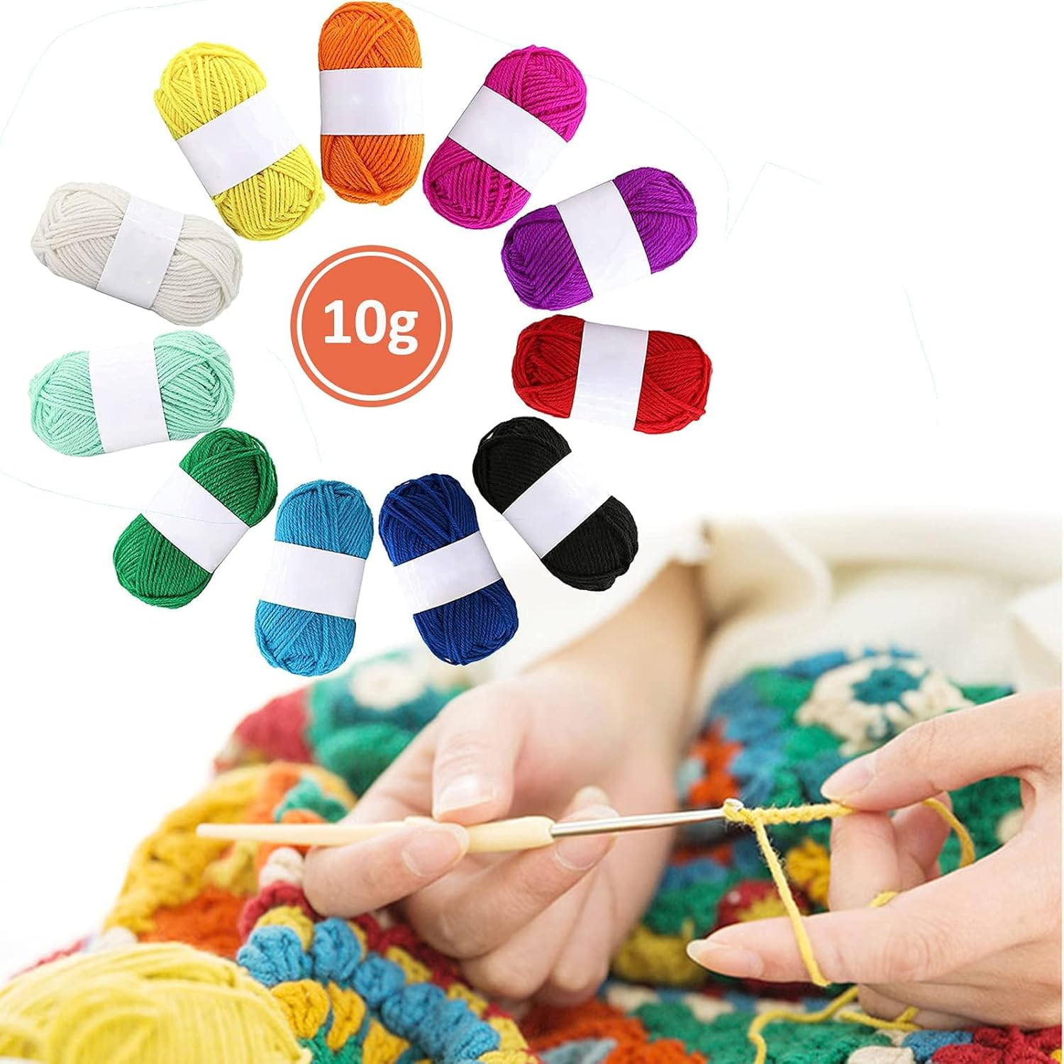 12Pcs Acrylic Yarn Skeins 10G Soft Knitting Project Colorful Yarn for Adults and Kids Beginners Small Projects Handicrafts image number 4