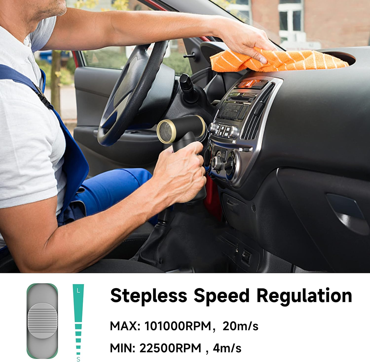 Kica 2 Electric Air Blower, Air Duster for Computer/Keyboard/House Cleaning,Car Dust,Hair Drying,Air Inflation,Clean Camera Lens,Rechargeable,Support Fast Charging,Air Can Substitute Tool,Black image number 2