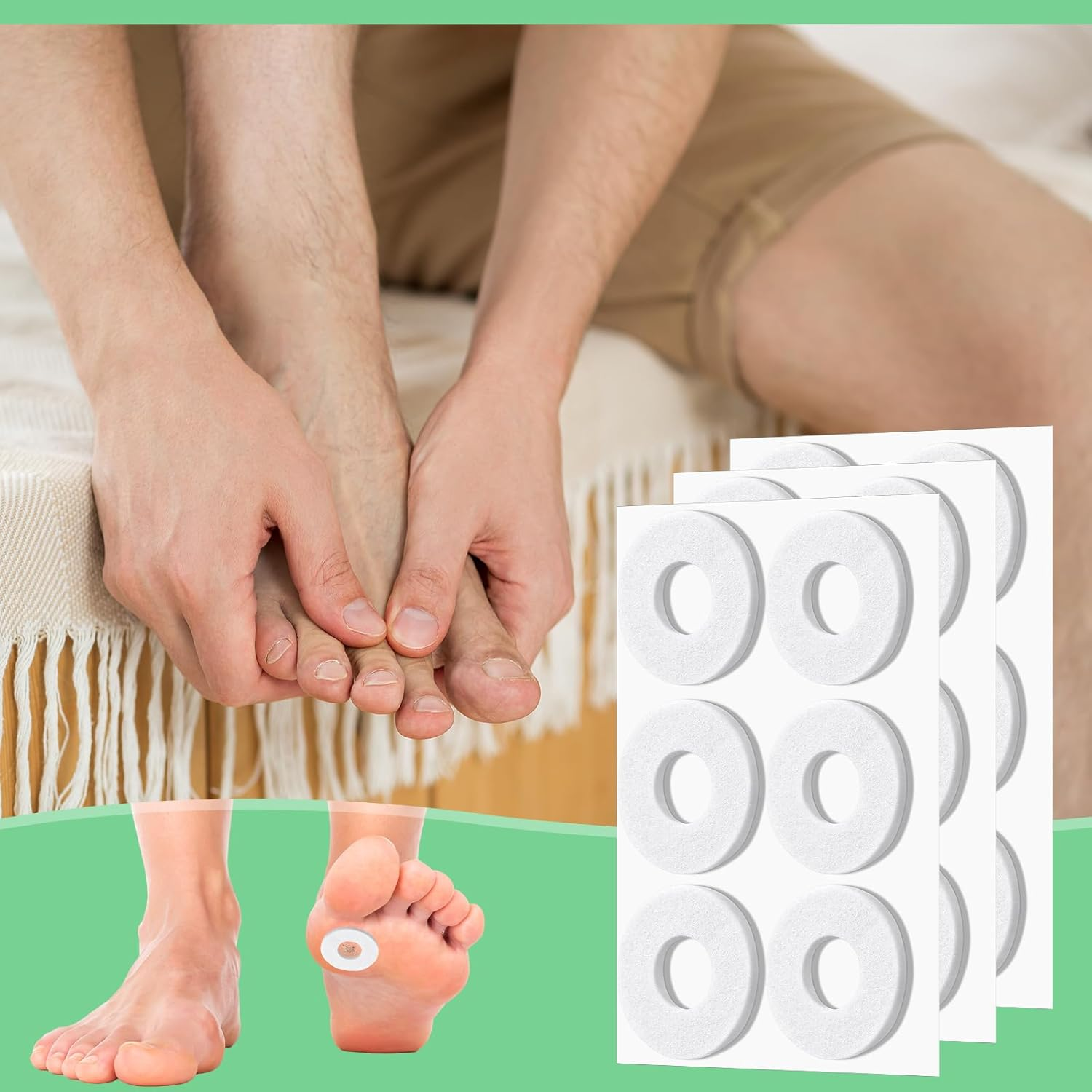 Nuanchu 36 Pcs Callus Cushions Callus Pads for Bottom of Foot round Corn Cushions Pads for Feet Soft Adhesive Felt Corn Pads for Ball and Side of Foot, Pain Relief from Shoe image number 3