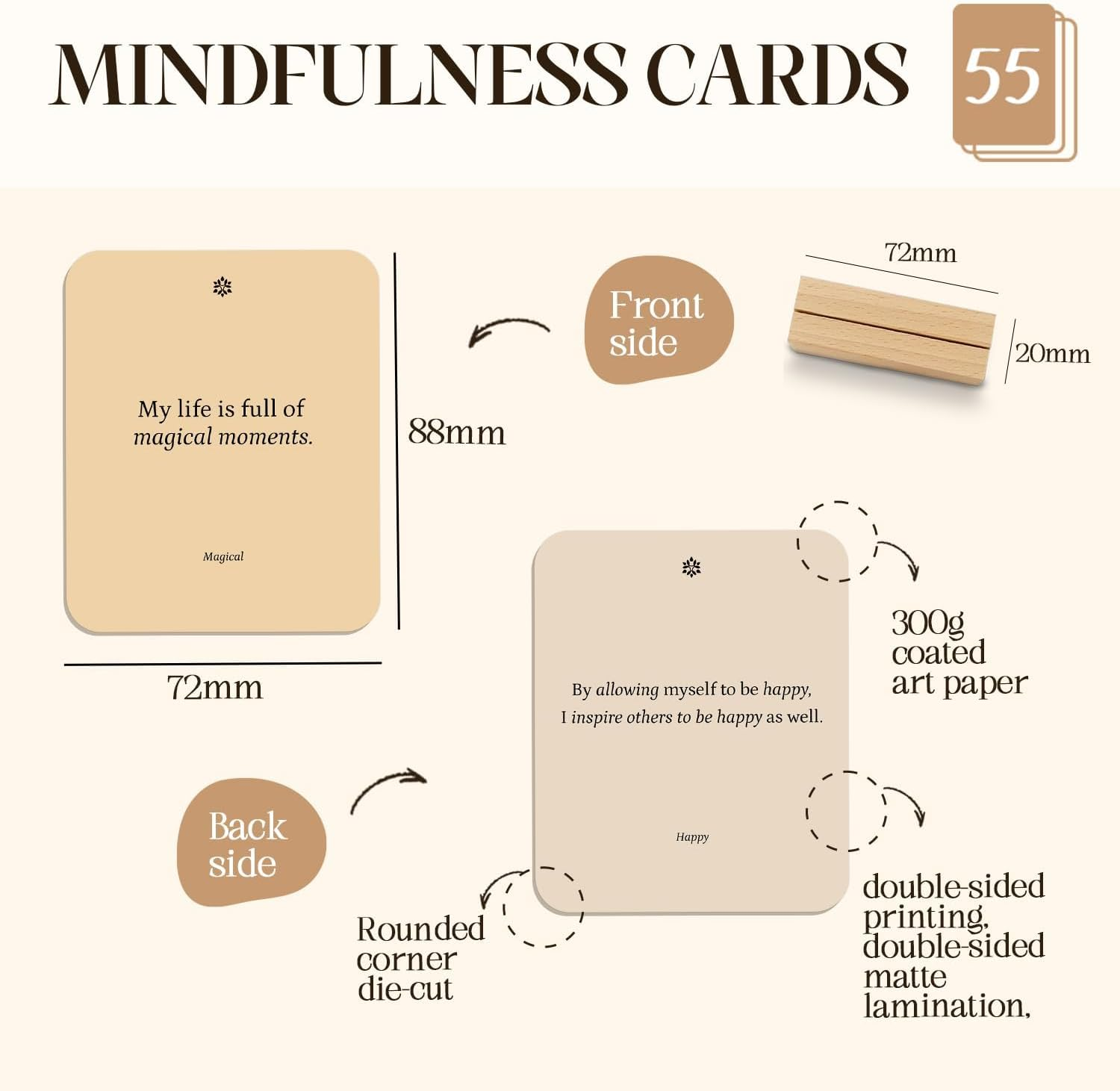 BIROYAL Affirmation Cards for Women, 55 Daily Positive Inspirational Motivational Cards with Display Stand & Metal Box, Mindfulness & Self Care, Spiritual Gifts for Women (3.5&rsquo;&rsquo; X 2.8&rsquo;&rsquo;) image number 5