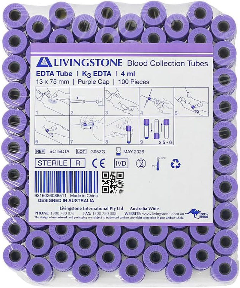 Livingstone Blood Collection Plastic Tube with K3 EDTA, 13 Mm X 75 Mm Size (Pack of 100) image number 6