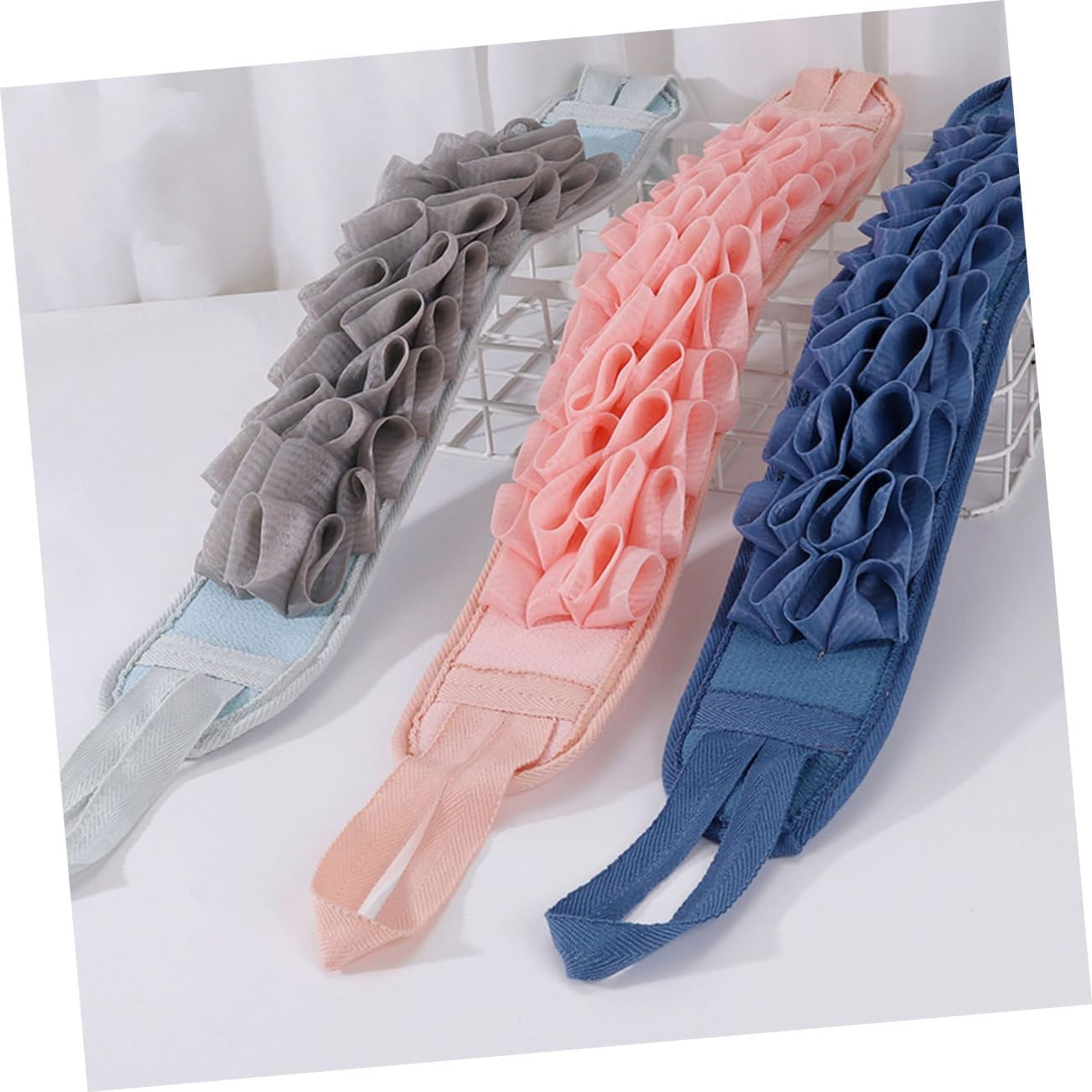 HEATSHAKING 3Pcs Exfoliating Shower Back Scrubber Strip Gentle Lathering Exfoliating Bathing Tool for Travel image number 3