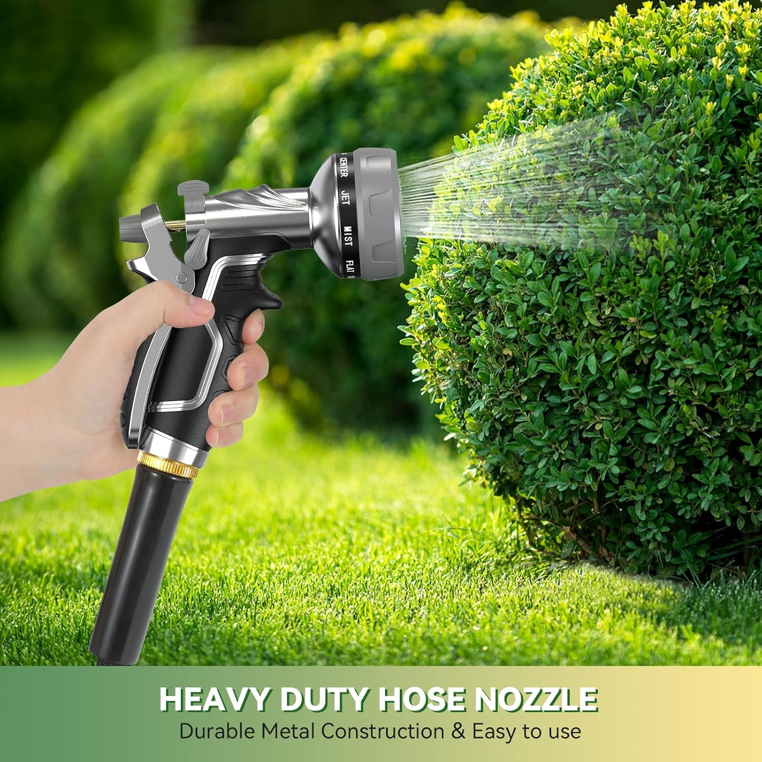 New Heavy-Duty Metal Hose Pipe Spray Gun, 8 Adjustable Spray Patterns Garden Hose Spray Gun, Leak-Proof Hose Gun, Garden Hose Nozzle for Watering, Cleaning, Washing Cars