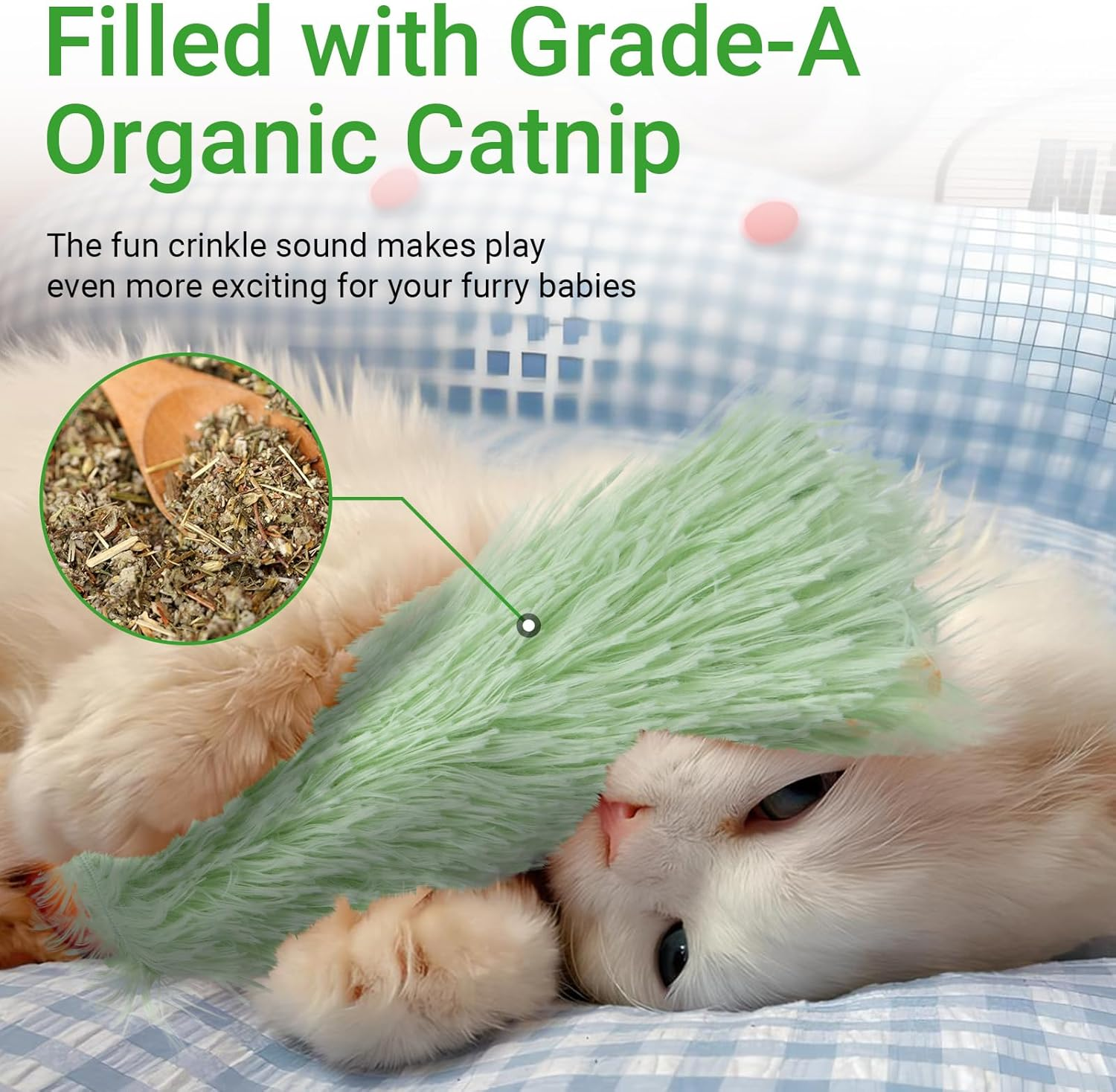 Cat Kicker Pillow Toys 3 Pack - Soft Chew Toys with Catnip, Interactive Indoor Exercise for Kittens & Adult Cats, Durable Dental Kitty Play image number 1