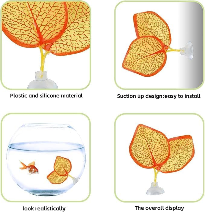 8 PCS Fish Tank Decoration Betta Bed Leaf Betta Fish Hammock Toys Double Leaf Betta Pad Artificial Aquatic Plants for Aquarium Decoration Plastic Plant for Betta Habitat image number 4