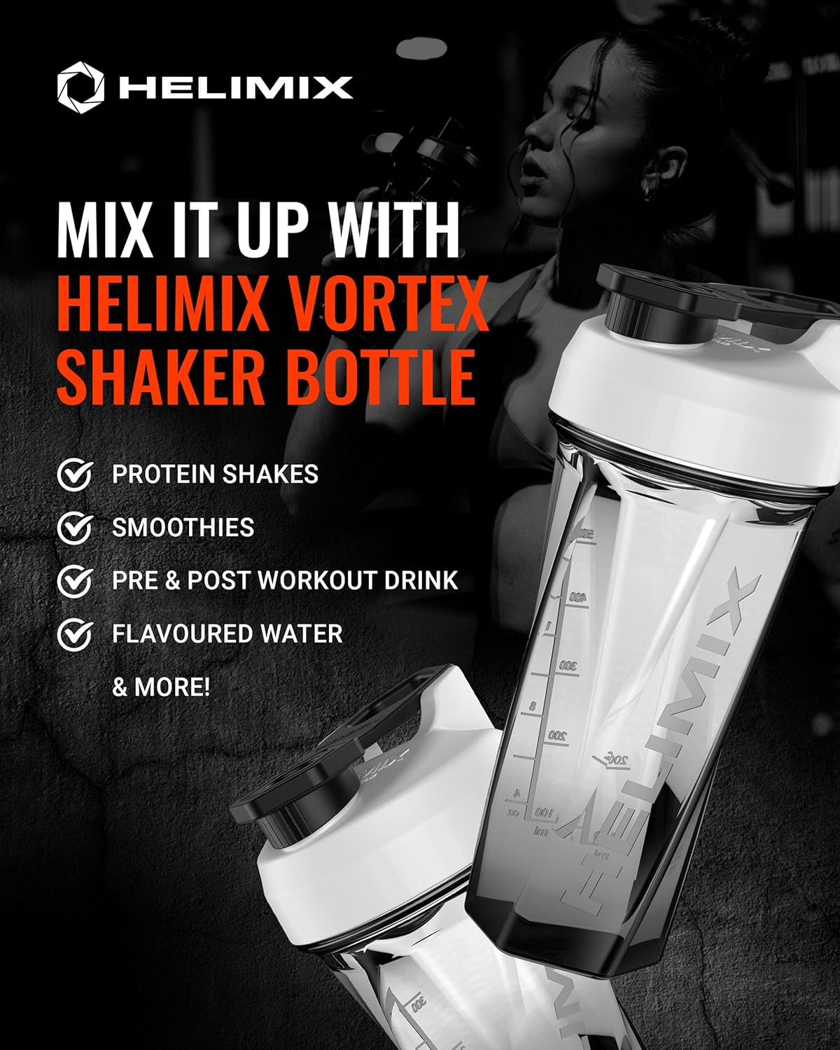 Helimix 2.0 Vortex Blender Shaker Bottle 28Oz | No Blending Ball or Whisk | USA Made | Portable Pre Workout Whey Protein Drink Shaker Cup | Mixes Cocktails Smoothies Shakes | Dishwasher Safe image number 1