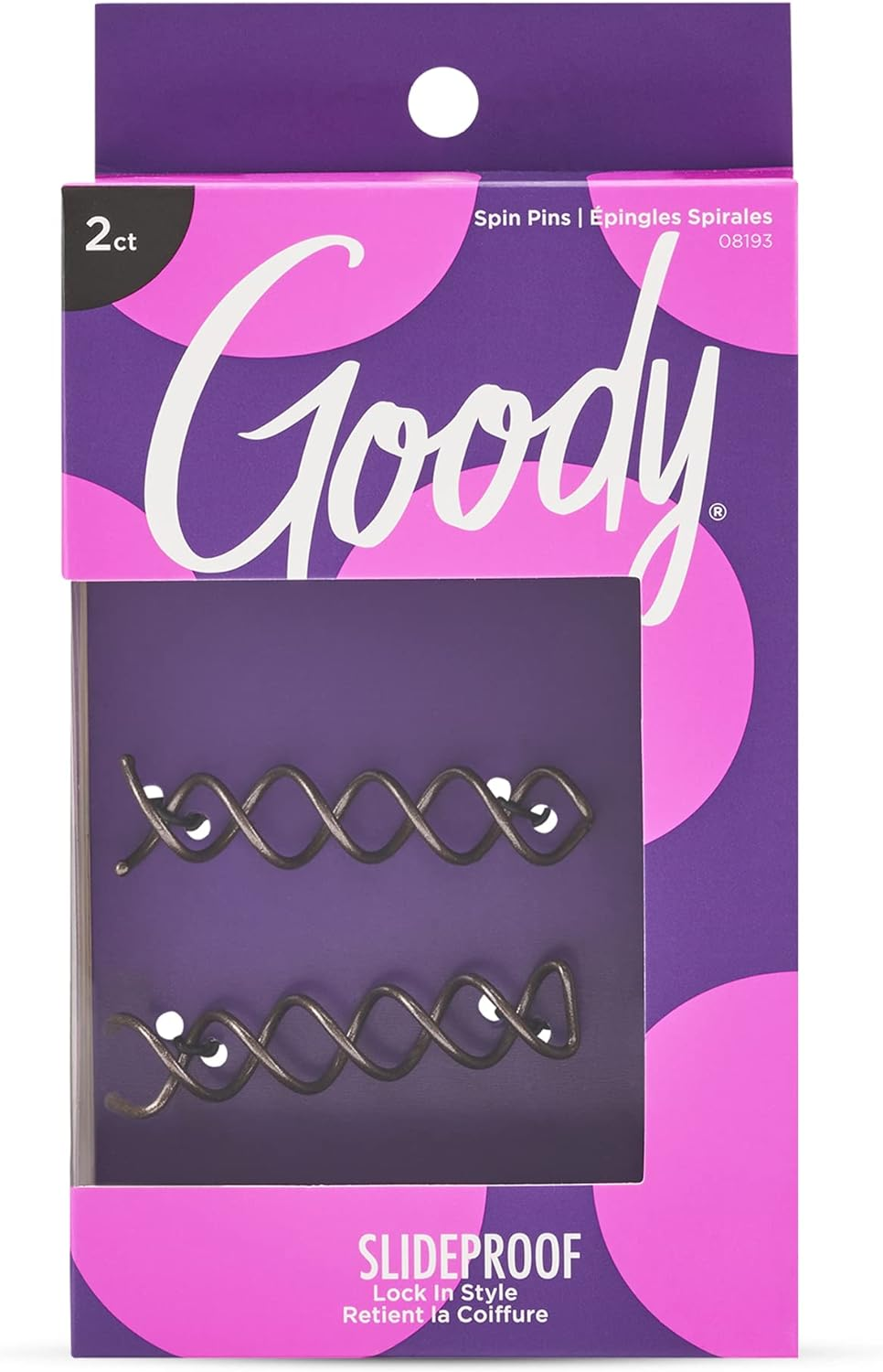 Goody Simple Styles Spin Pin, Assorted Colors Dark or Light Hair, (1 Pack of 2 Pins)