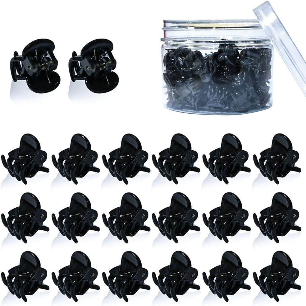 48 Pcs Mini Hair Claw Clips for Women Girls Small Octopus Hair Jaw Clips Nonslip Pining Bangs Hair Clip Accessories (Black)