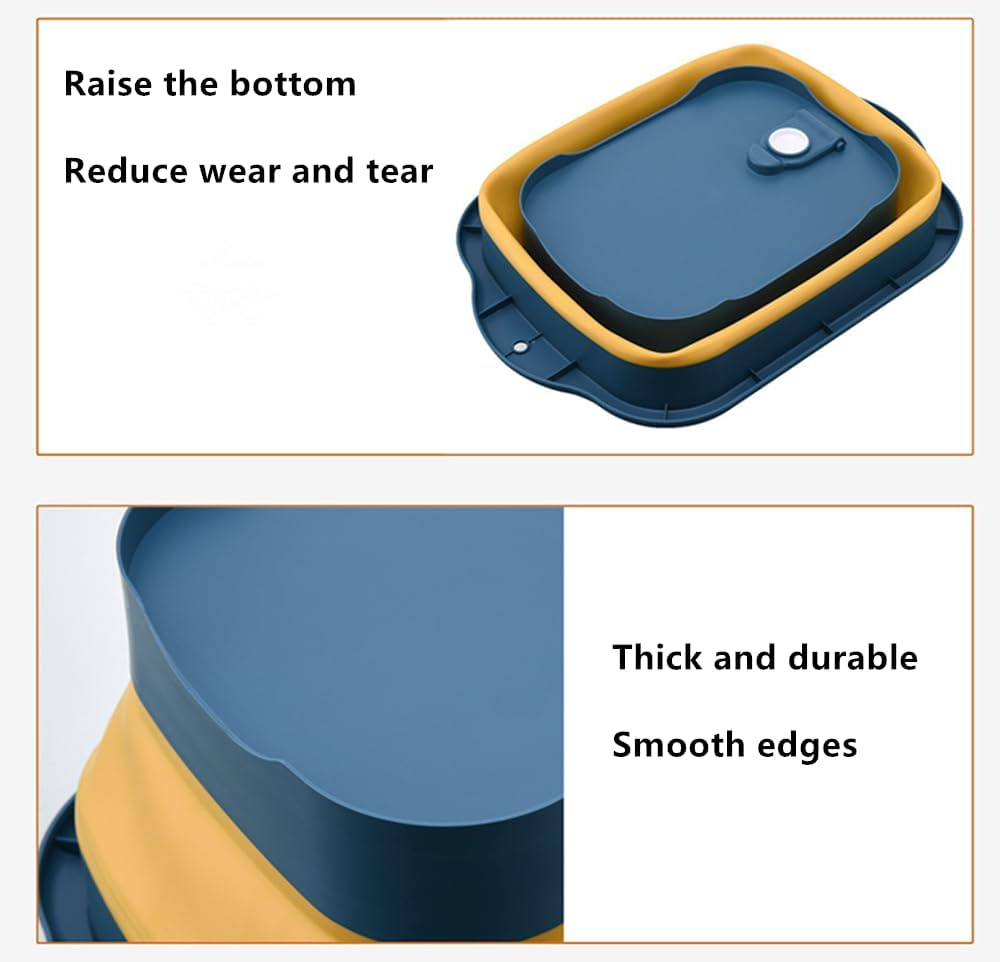 Collapsible Dish Basin with Draining Rack- 11L Foldable Bucket Sink Tub Portable Multifunctional Hang Basket, Space Saving Plastic Basin for Outdoor Camping, Vegetable Washing Kitchen Storage