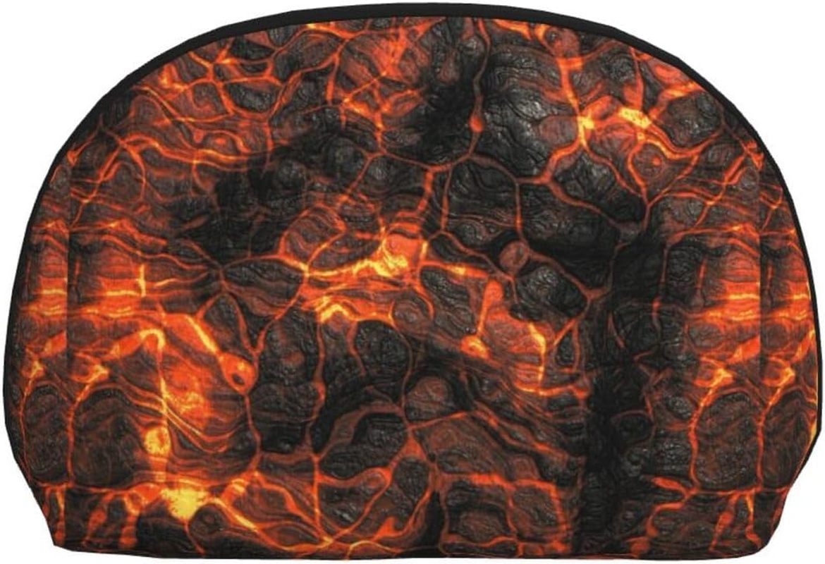 Cozimangoe Coin Pouch Makeup Bags Set, 2 Piece Shell Shape Cosmetic Bag with Pockets for Daily Travel Handbag Lipstick Keys Toiletry, Personalized Volcano Lava image number 1