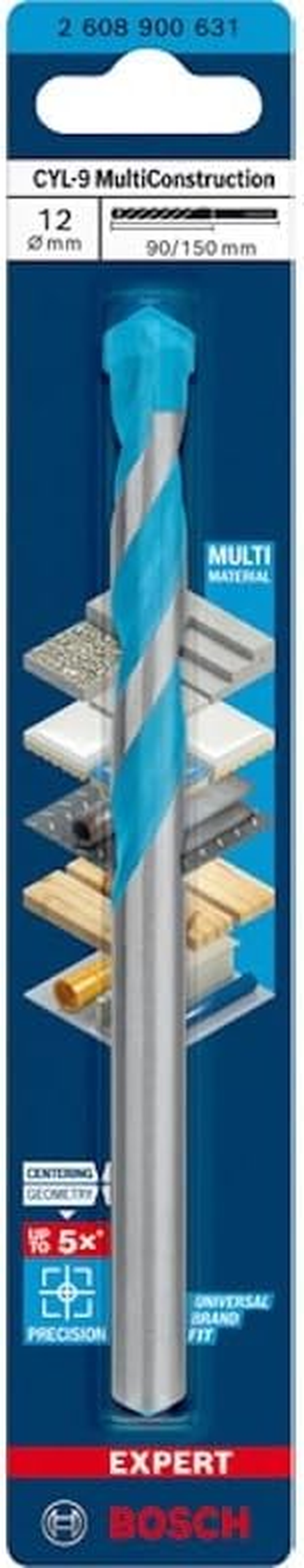 Bosch Professional 1X Expert CYL-9 Multiconstruction Drill Bit (&Oslash; 12,00X150 Mm, Accessories Rotary Impact Drill)