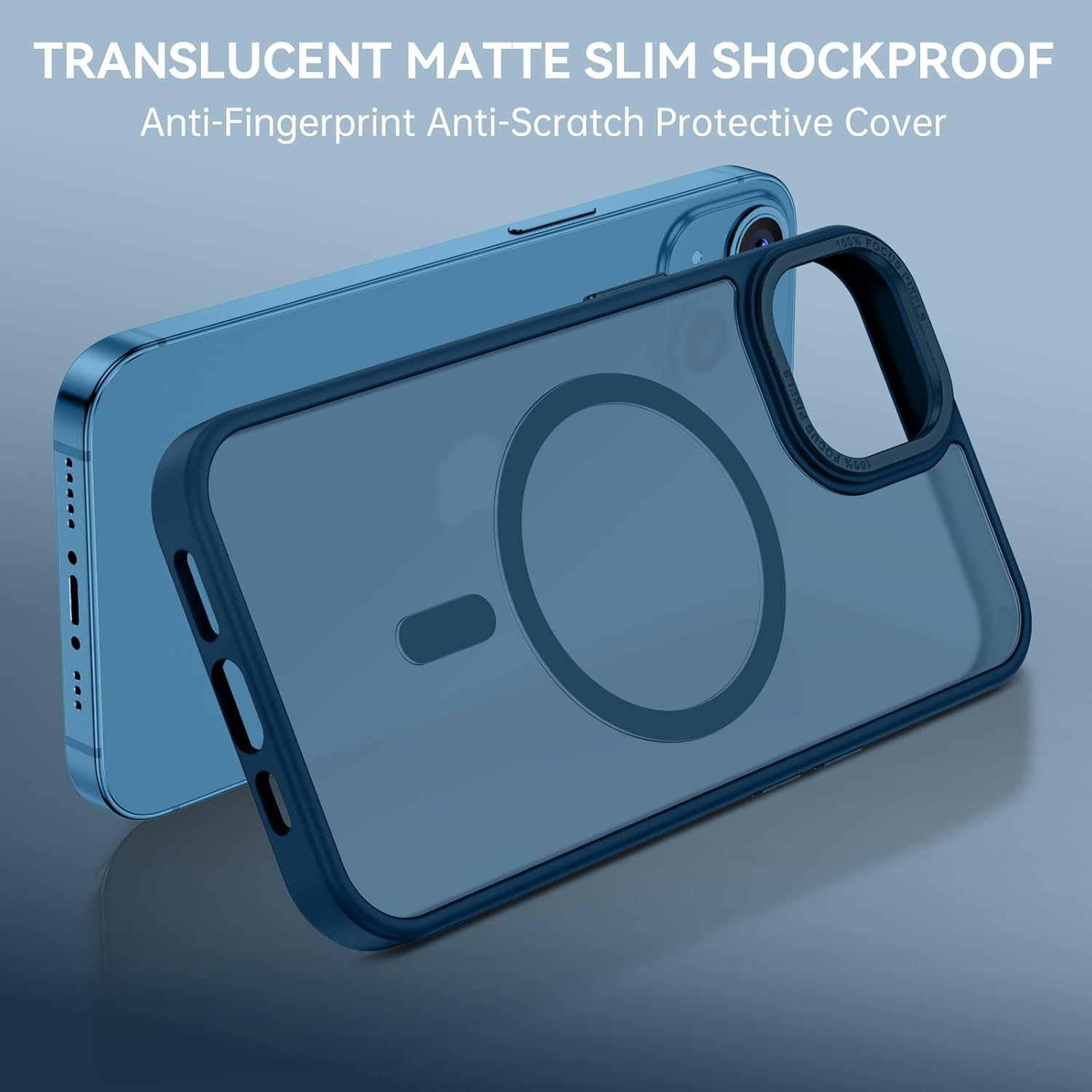 Gaobao for Iphone 13 & Iphone 14 Magnetic Case Cover, [Compatible with Magsafe][Military-Grade Drop Tested] Slim Shockproof Protective Translucent Back Phone Cases for Iphone 13/14 6.1'', Blue image number 6