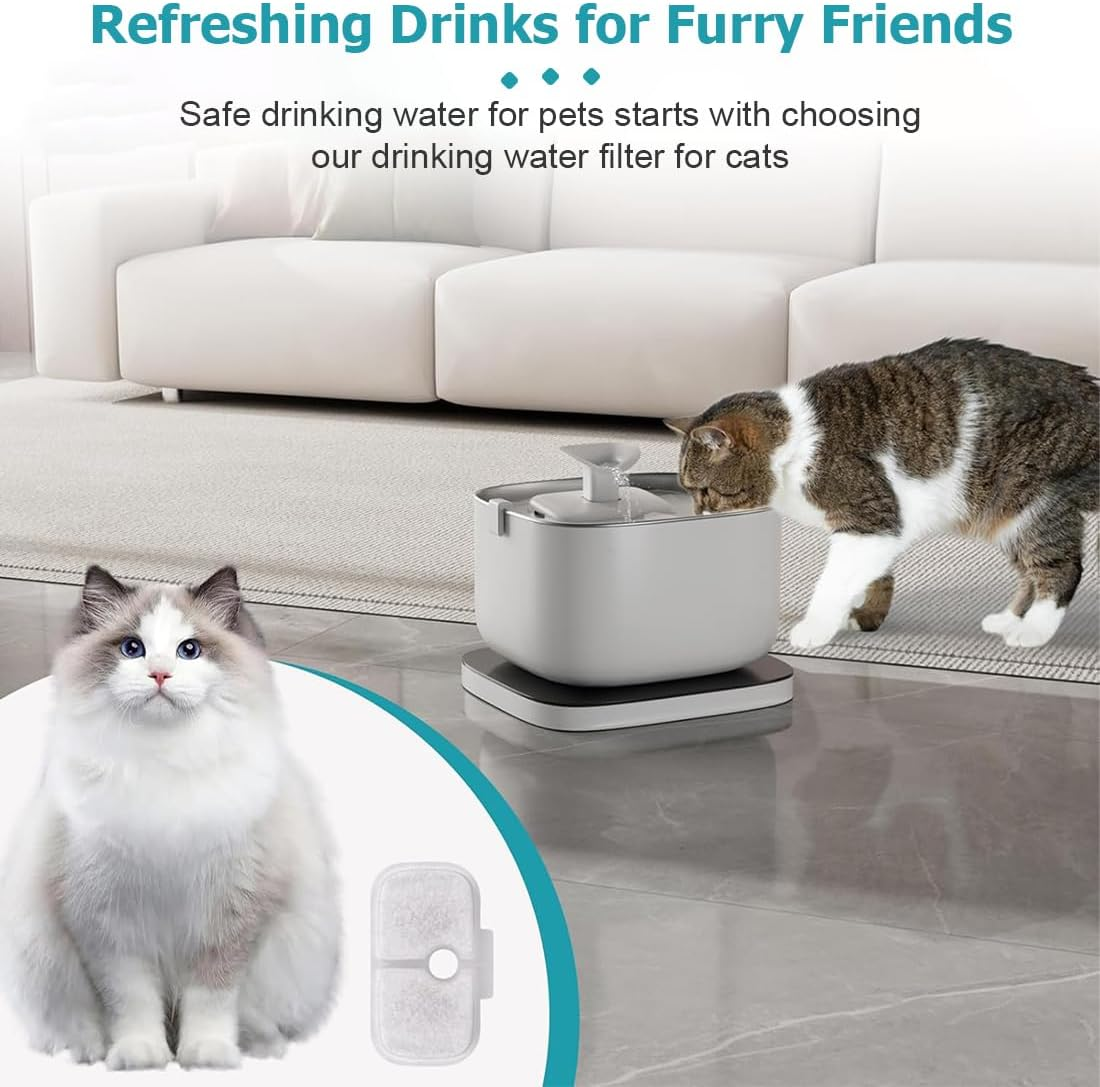 KIRZAX Pack of 4 Cat Fountain Filter Set, Replacement Filters & Sponges for WF106/WF116/WF105/WF115/WF005/WF305, 2-Month Set, Easy Interchangeable for Cat Drinking Fountain image number 5