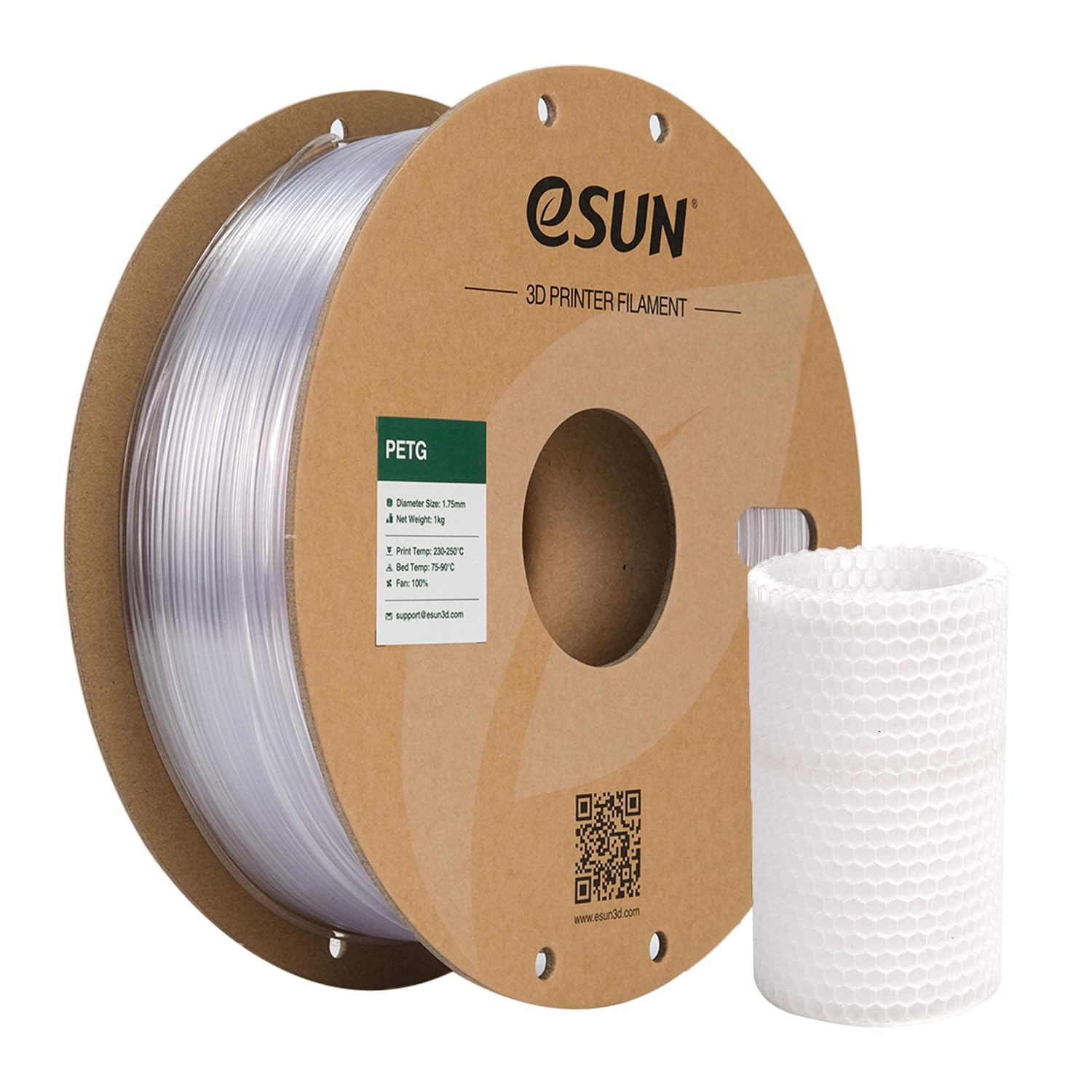 Esun PETG Filament 1.75Mm, 3D Printer Filament PETG, Dimensional Accuracy +/- 0.05Mm, 1KG Spool (2.2 LBS) 3D Printing Filament for 3D Printers,Solid White