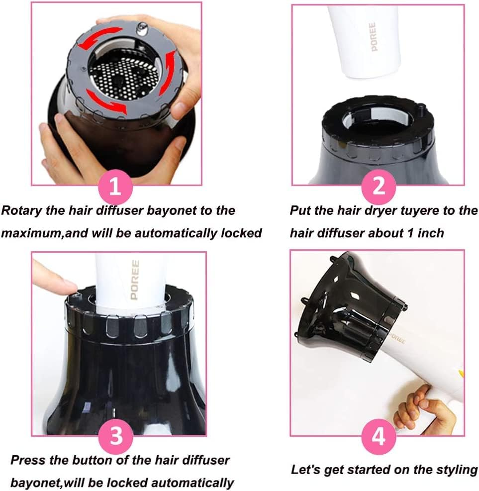 PIQIUQIU Universal Hair Diffuser Hair Dryer Adaptable for Impact Dryer with Nozzle 1.4-2.6 Inch image number 3