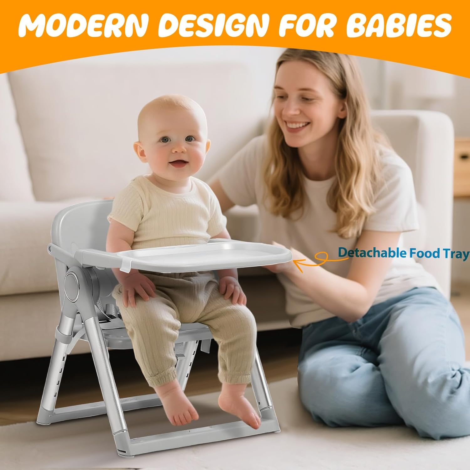 3-In-1 Portable Booster Seat for Babies and Toddlers Adjustable Height with Removable Feeding Tray for Indoor/Outdoor 6 Months - 3 Years with Carry Bag