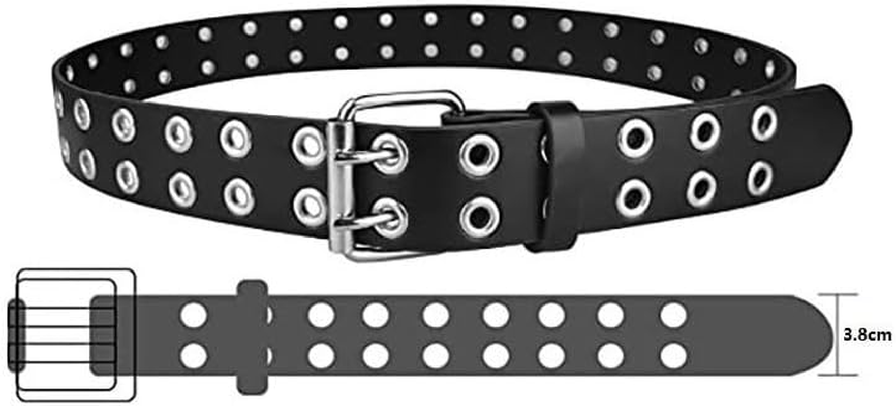 Women'S Grommet Leather Belts Punk Rock Waist Belt