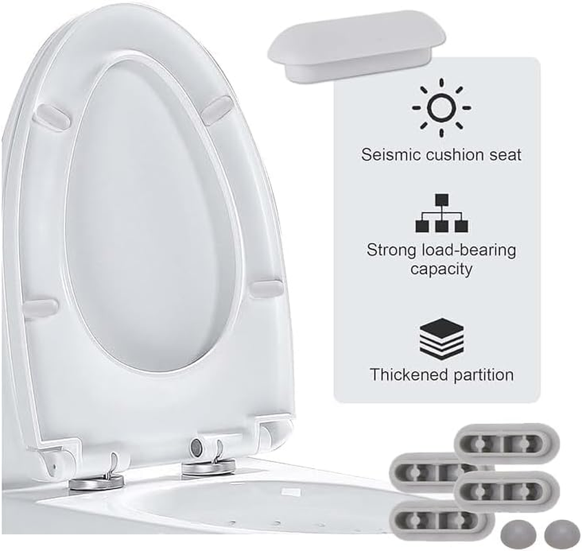 Universal Toilet Seat Bumpers Set - Anti-Noise Cushions and Buffers for Toilet Lid - 20Pcs White Pads - Black image number 3