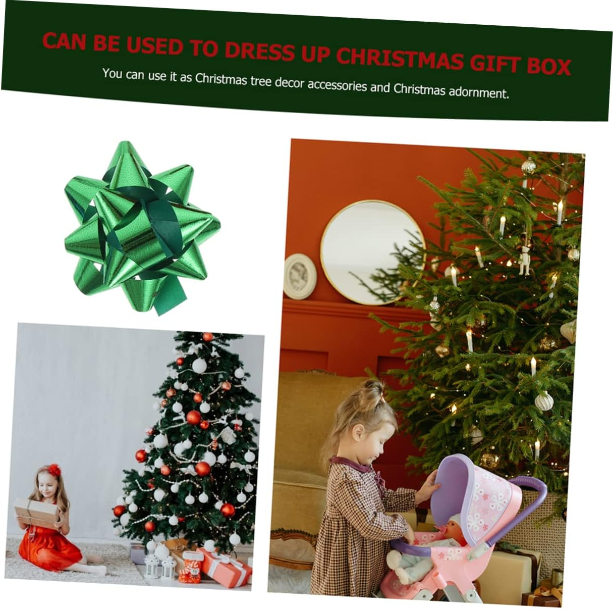 150Pcs Self-Adhesive Star Bows for Wrapping Christmas Presents Bow Xmas Pull Bows Birthday Wrapping Bow Christmas Tree Decorations Xmas Bows for Wrapping image number 4