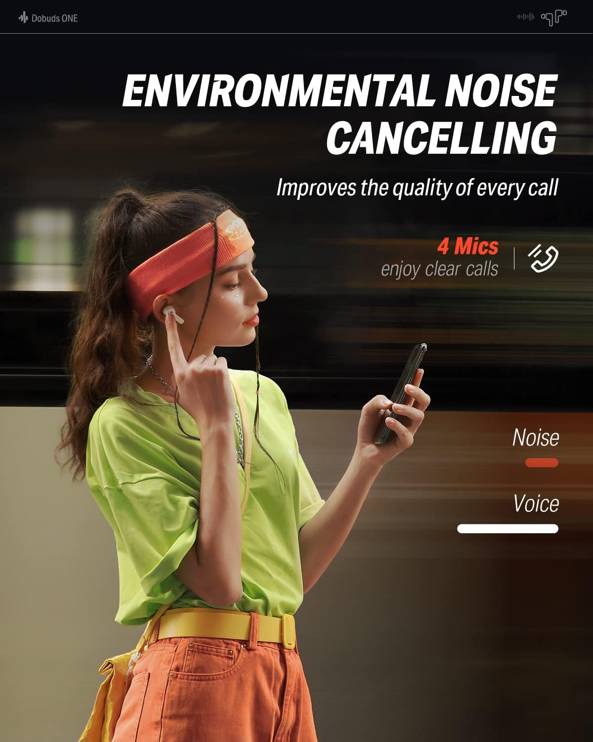 Donner Bluetooth Headphones with Noise Cancellation, In-Ear Headphones Wireless with 12 Mm Audio Driver, Intense Bass, Noise Cancelling Headphones with 4 Microphones, 32 Hours Battery, Bluetooth 5.2, image number 4