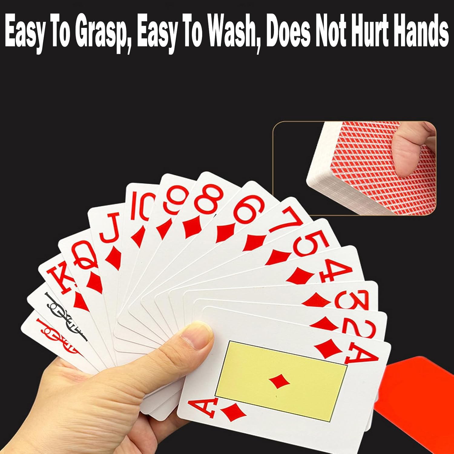 2 Decks of Plastic Playing Cards, Large Print Index Waterproof Poker Cards,Decks of Cards Bulk, Poker Size, Standard Index, for Blackjack, Euchre, Canasta Card Game,Blue & Red Back Pattern image number 1