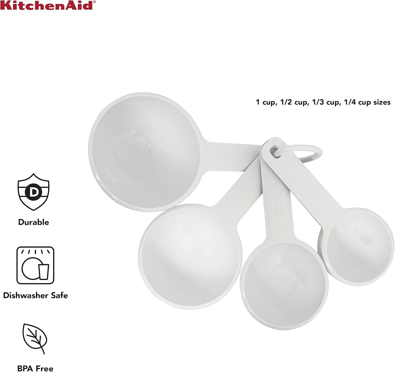 Kitchenaid Measuring Cups, Set of 4, White image number 2