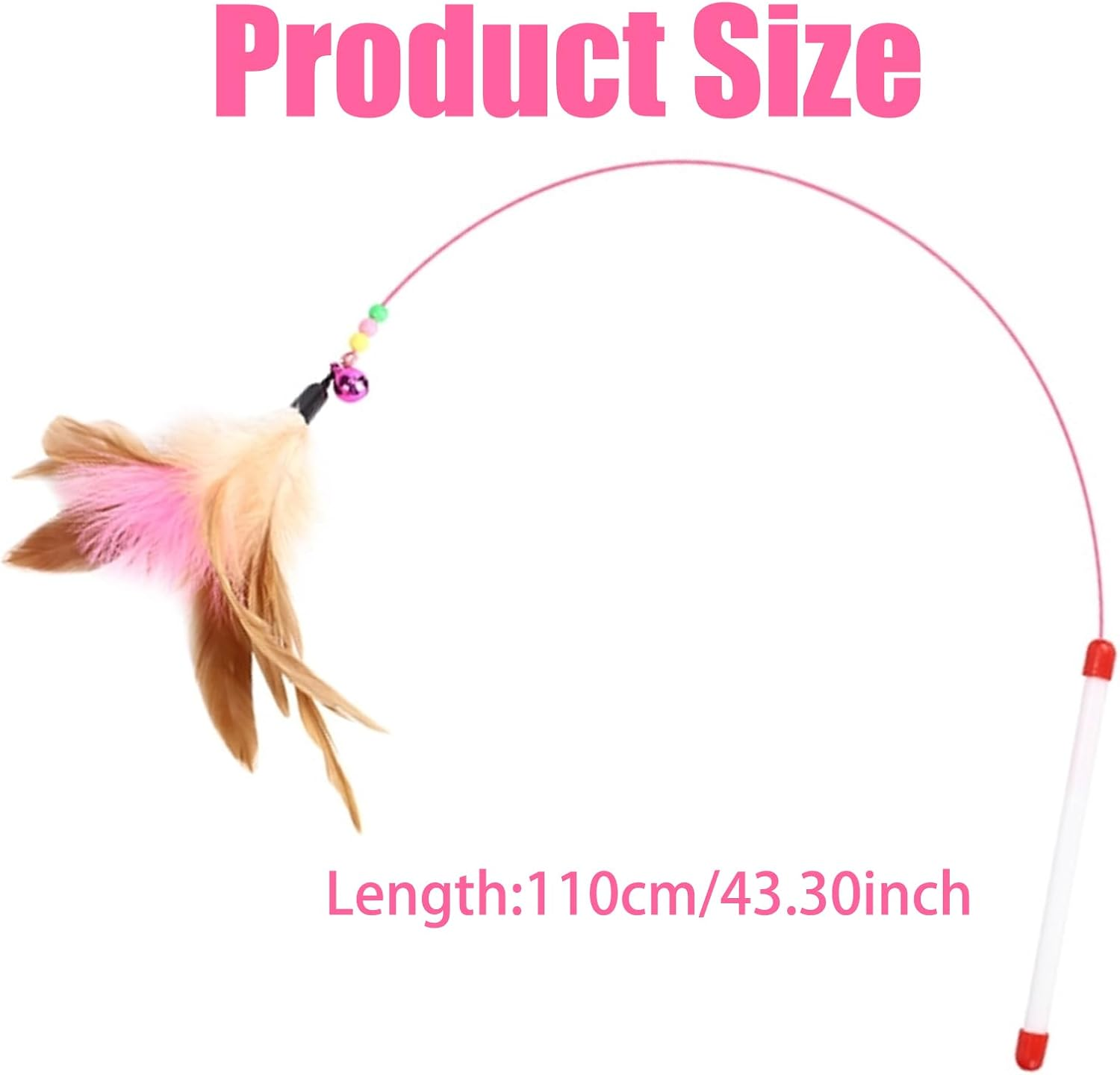 RANYAKE 2Pcs Feather Teaser Cat Toy, Cat Feather Toys, Interactive Cat Catcher and Exerciser Wand, Cat Teasing Sticks with Bells and Feathers, Comes with a Replaceable Feather Toy, Cat Accessories image number 6