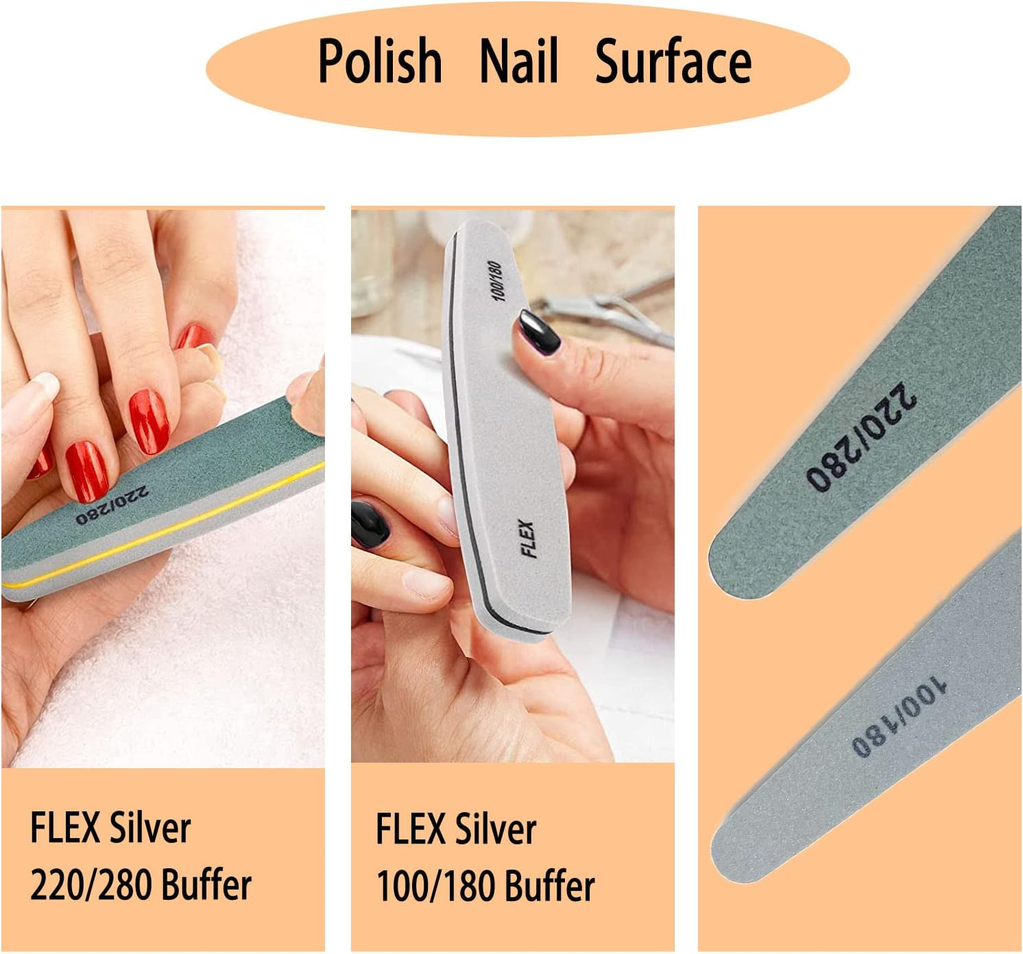 8PCS Nail File Set, Professional Manicure Tools Kit, 6Pcs Buffer Block Sponge Polished, with Cuticle Nipper and Pusher for Dead Skin Nail Trimming Manicure Tools image number 3