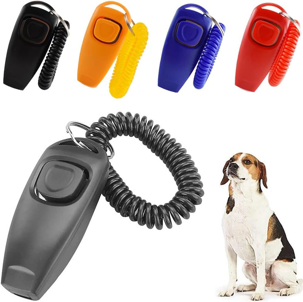 Dog Training Whistle Clicker Combo to Stop Pet Barking Obedience Train (Red)