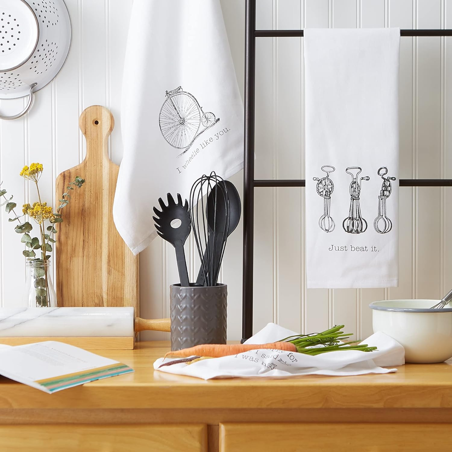 DII Decorative, Printed Kitchen Collection, Vintage Flatware, Dishtowel Set - Dishtowel Set image number 2