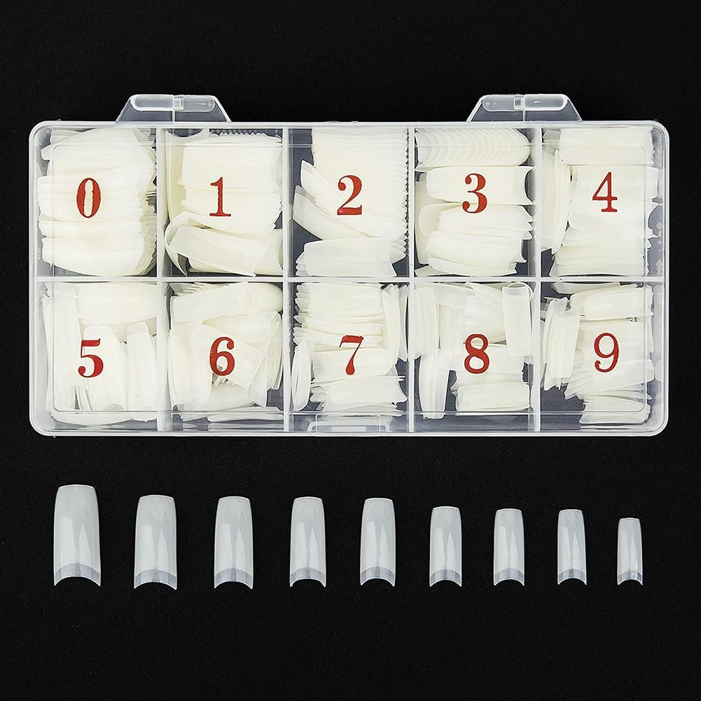 Acrylic Nail Tips White 500Pcs French Artificial False Tip for Manicure Nails Art Salons & Home DIY