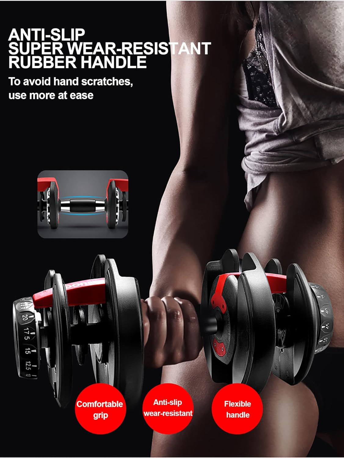 Dumbbell Sets 24Kg 40Kg 48Kg Adjustable Weights Exercise & Fitness Dumbbells Set for Home Gym Equipment Workouts Strength Training Free Weights for Women, Men image number 2
