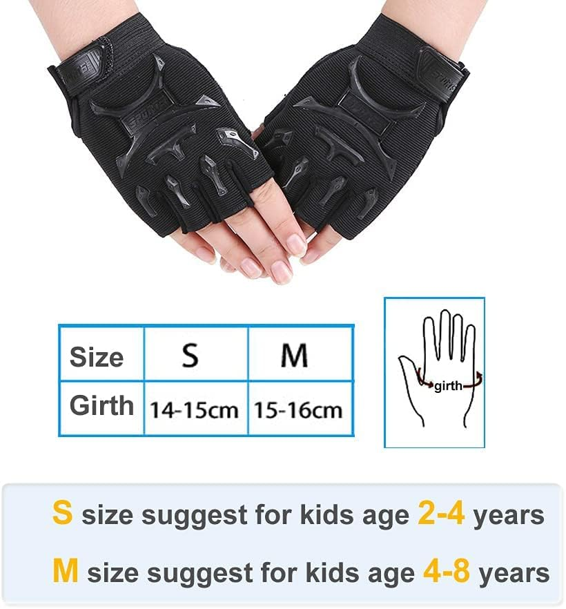 Kids Road Bike Gloves Half Finger MTB Cycling Gloves Roller Skating Mitten Breathable anti Slip Shock Absorbing Workout Gloves Short Sports Gloves Fingerless Riding Fishing Golf Gloves for Boys Girls image number 4