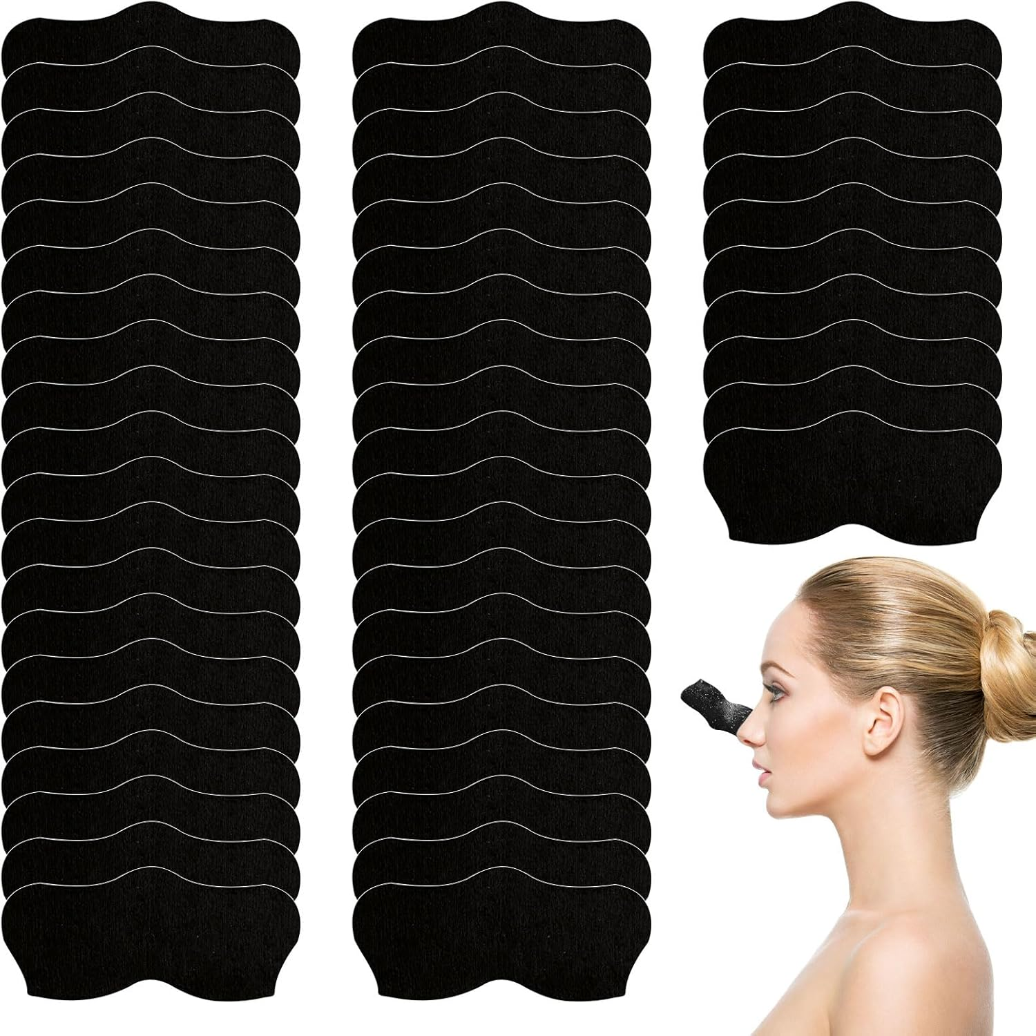 Nose Pore Strips, 50 Pcs Blackhead Strips, Nose Strips Blackhead Remover, Deep Cleansing Charcoal Black Heads Remover, Skin Care Tools with Instant Blackhead Removal, Suitable for Men and Women image number 4