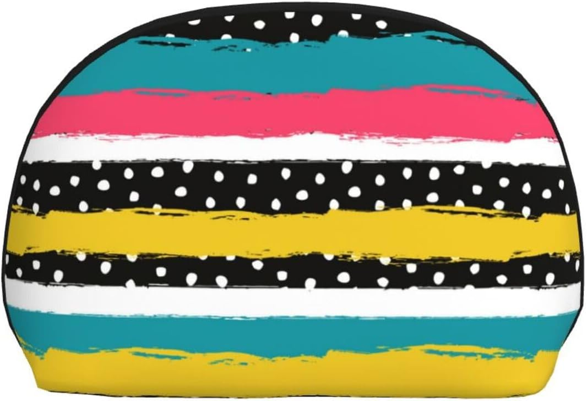 Cozimangoe Coin Pouch Makeup Bags Set, 2 Piece Shell Shape Cosmetic Bag with Pockets for Daily Travel Handbag Lipstick Keys Toiletry, Personalized Dots Striped image number 4