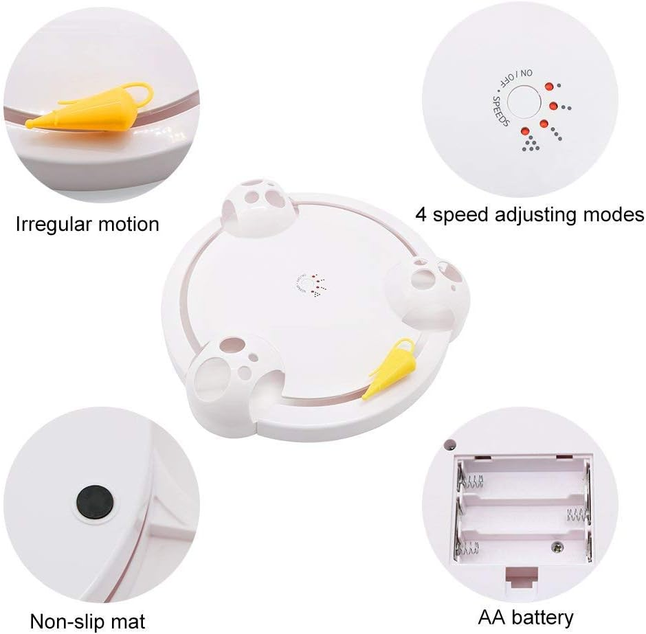 EZONEDEAL Cat Toys Interactive, Automatic Cat Scratch Mouse Game Disc Cat Toys Joy Disc Mouse Turntable Board Electric Amusement Plate Non-Slip and Durable Multi-Mode to Improve Intelligence for Indoor Cats image number 5
