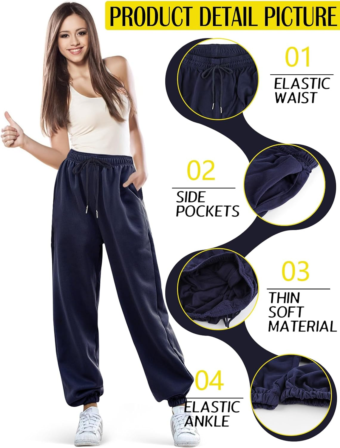 EBANKU Women'S Cinch Bottom Sweatpants with Pockets Plain Tracksuit Baggy Elastic Waist Trousers for Casual Hip Hop, Gym and Jogging image number 4