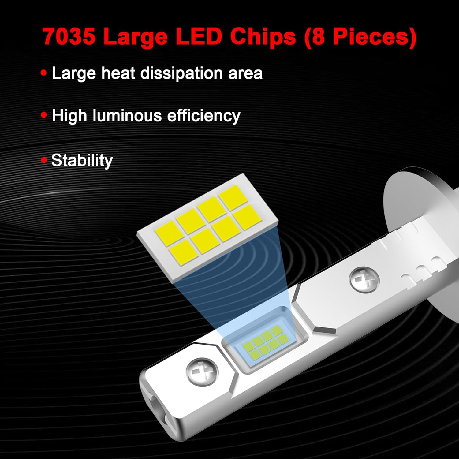 H1 LED Headlight Fog Light Bulbs High Beam, 6000K Xenon White 300% Brightness, 1:1 Mini Size No Adapter Required Replacement 12V Plug and Play, Pack of 2 image number 2