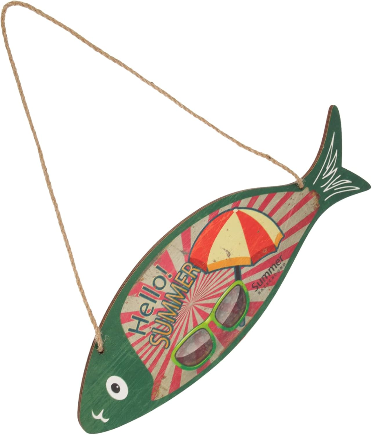TOPPERFUN Wooden Fish Pendant for Hawaii Party Beach Decor Nordic Style Hanging Fish Ornament Rustic Home Wall Decor