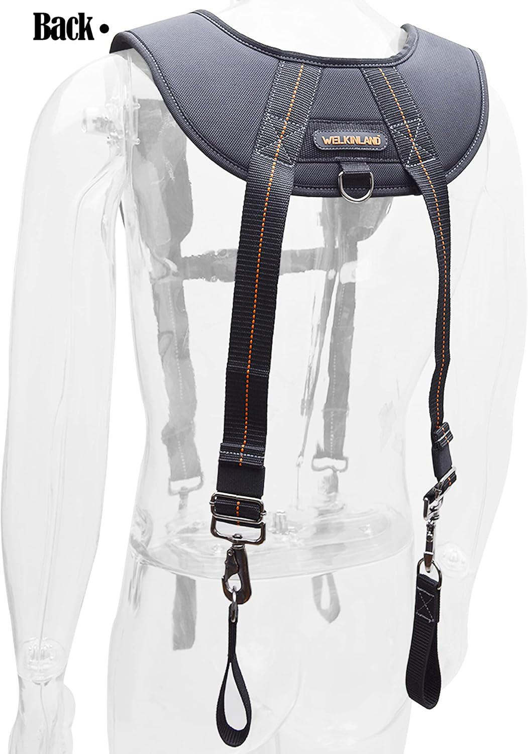 WELKINLAND Tool Belt Suspenders, Bag Bag Nail Suspenders Carpenter, Construction for Men, Men Black W/Orange image number 6