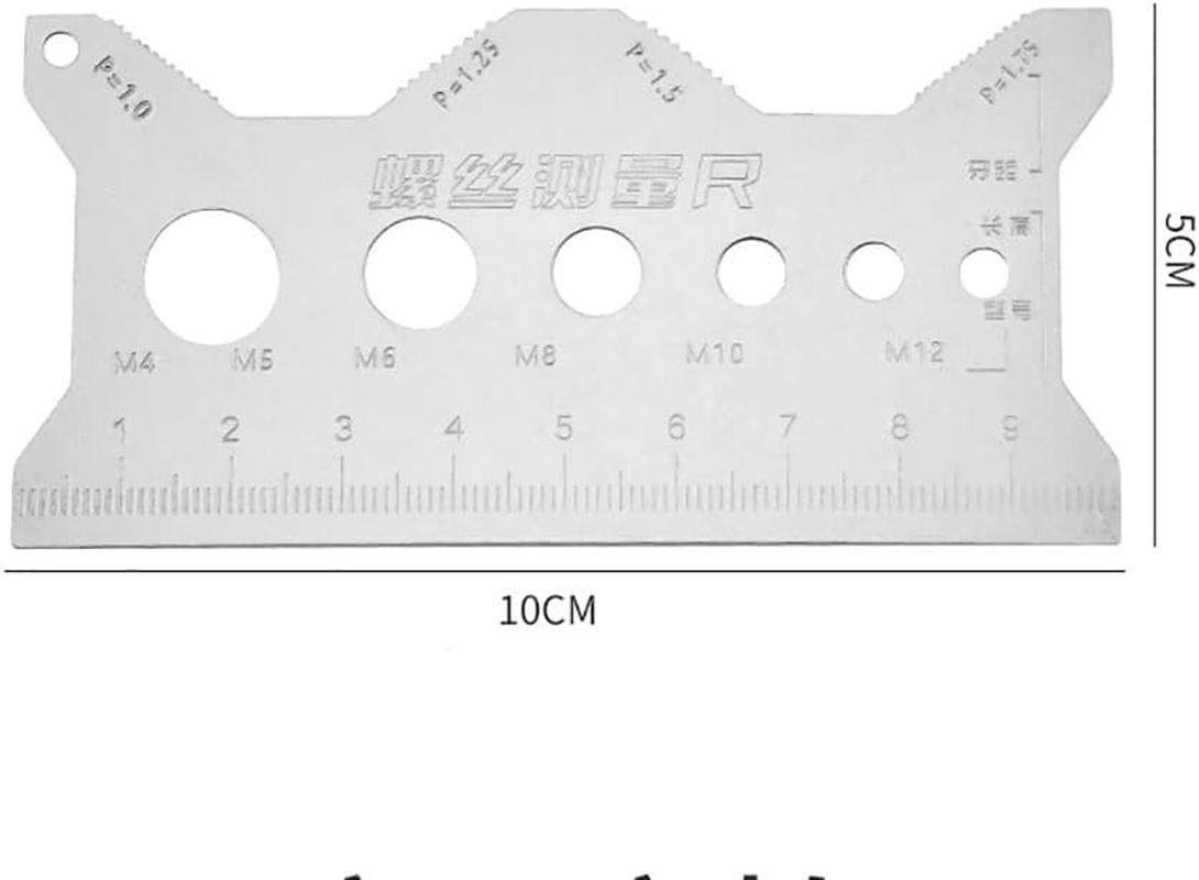 Screw Gauge Bolt Gauge Card Double Sided Compact, Stainless Steel, Portable, Compact, Bolt Sizing Tool, for Repairers Engineers Machinists image number 6