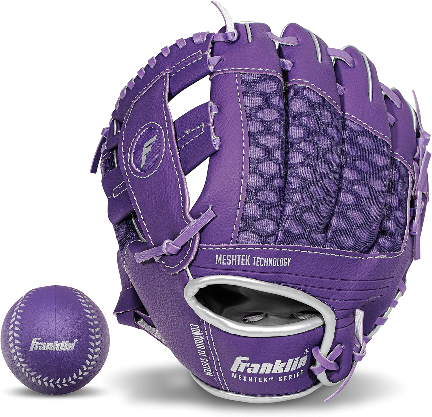 Franklin Sports Kids Baseball Glove + Ball Sets - Meshtek Youth Teeball Gloves for Kids + Toddlers - Left + Right Hand Throw Mitts + Glove Sets with Foam Balls - Boys + Girls Gloves - 9.5" Inch